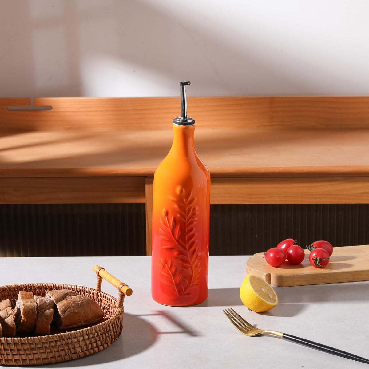 Sweejar Large Olive Oil Dispenser Bottle with Spout, 24 Oz Ceramic Oil Dispenser for Kitchen