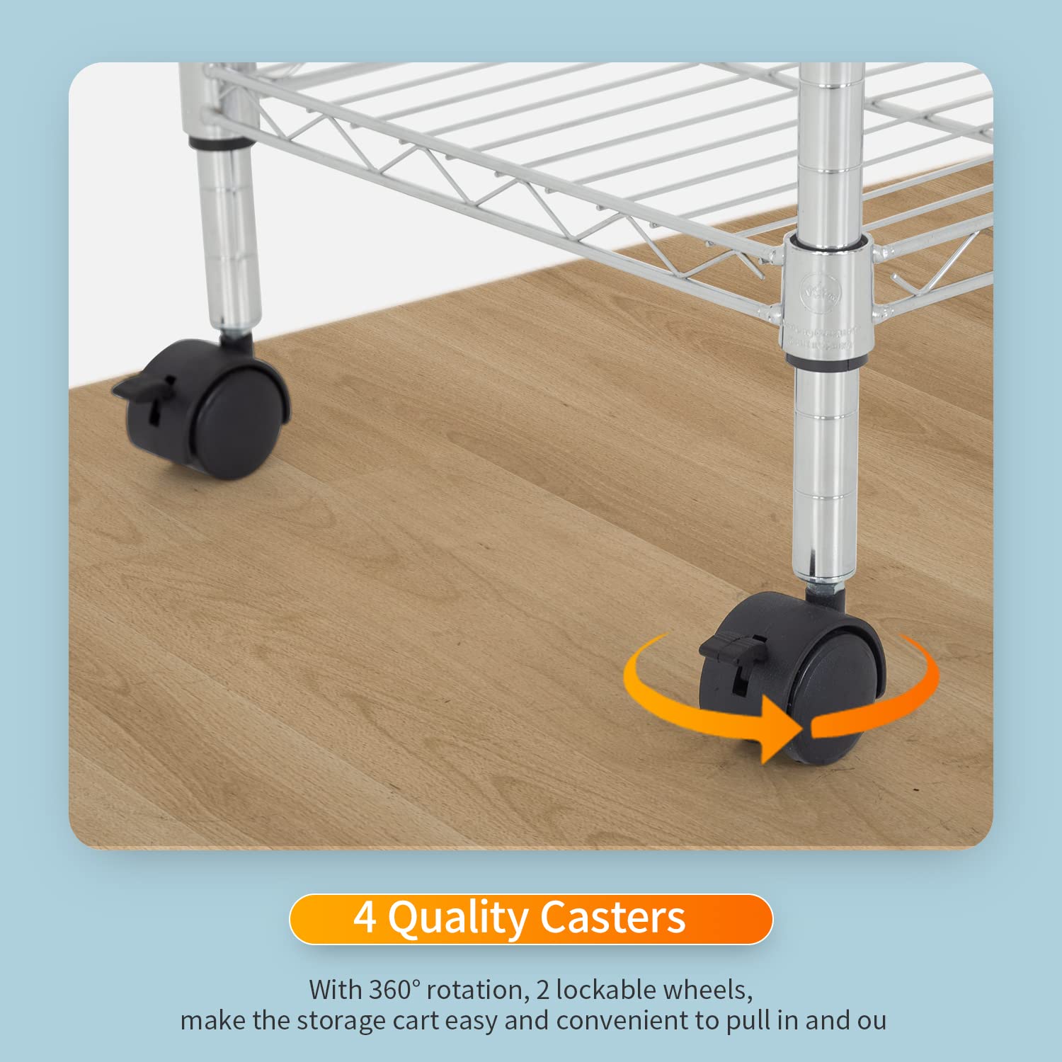 FDW 3 Tier Wire Shelving Metal Storage Shelves 23L x 13W x 32H Layer Storage Shelves with Wheels
