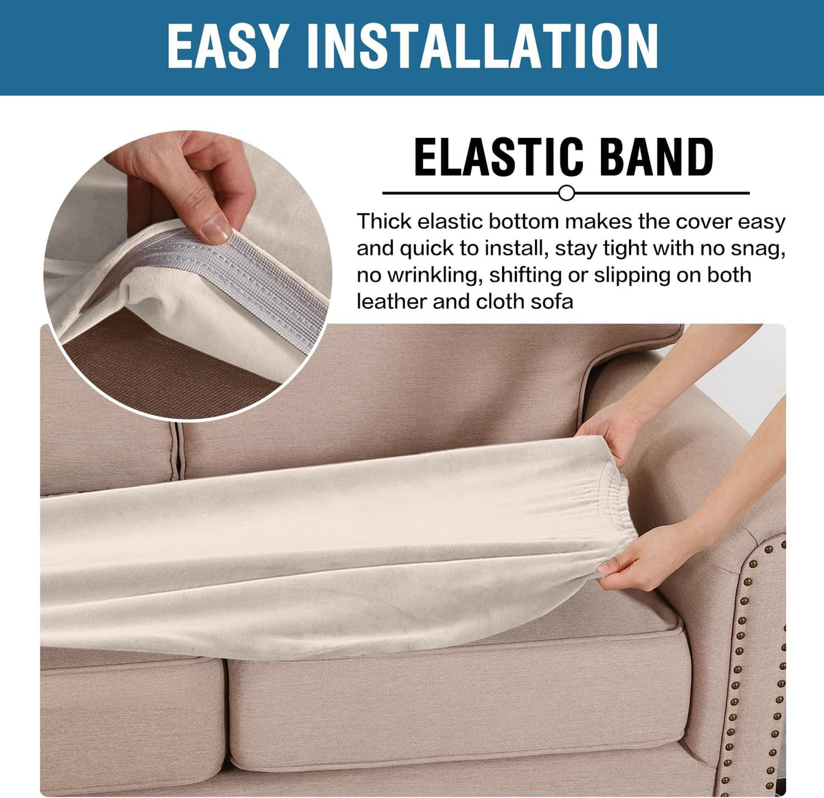 H.VERSAILTEX Velvet Stretch Individual Couch Cushion Cover Plush Cushion Slipcover for Loveseat