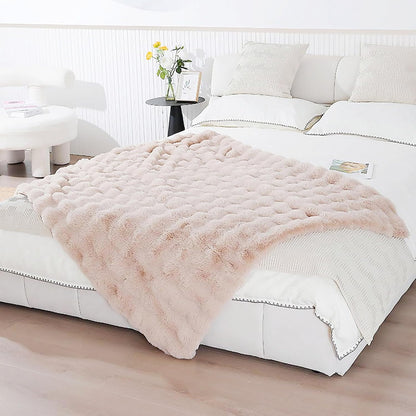UKELER Faux Fur Throw Blanket Plush Thick Fleece Blanket Fluffy Cozy Soft Warm Blankets Throws for