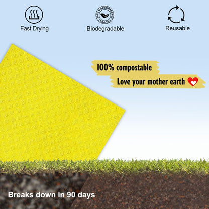 Swedish Dishcloths for Kitchen | 6 Pack Dish Towels Cellulose Sponge Cloths | Non-Scratch Reusable