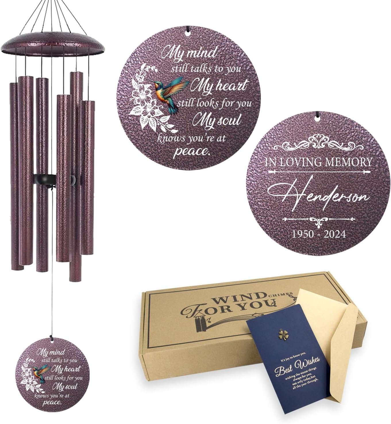 ASTARIN 36" Large Deep Tone Personalized Sympathy Wind Chimes, Memorial Wind Chime for Loss of