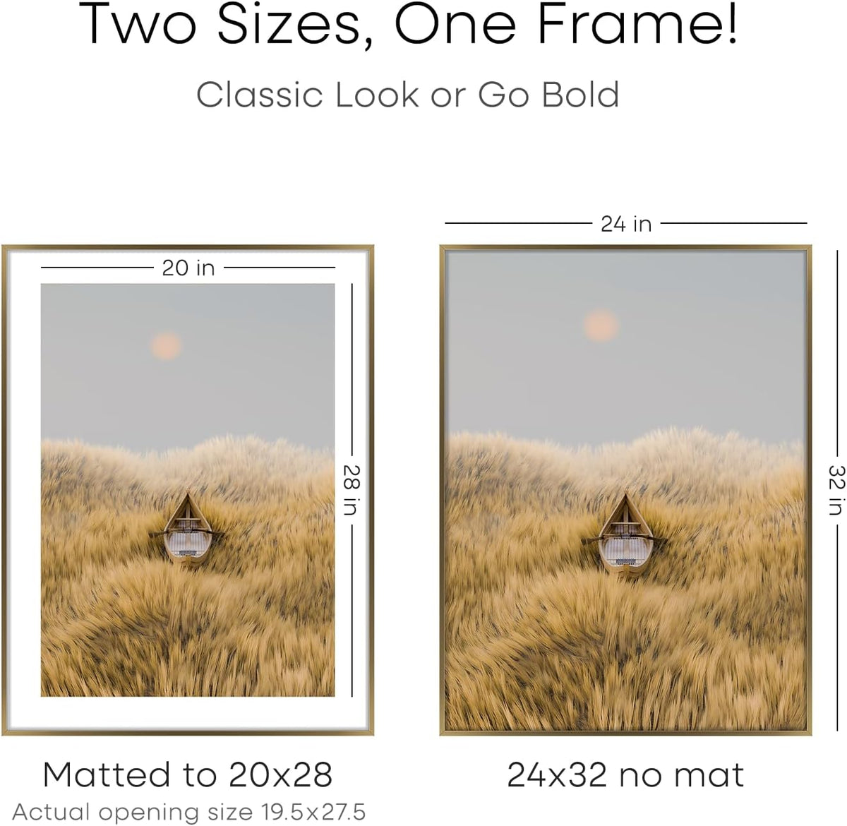 Homeforia 24x32 Picture Frame Bronze, High End Metal 24 x 32 Large Poster Frames with Mat 20 by 28