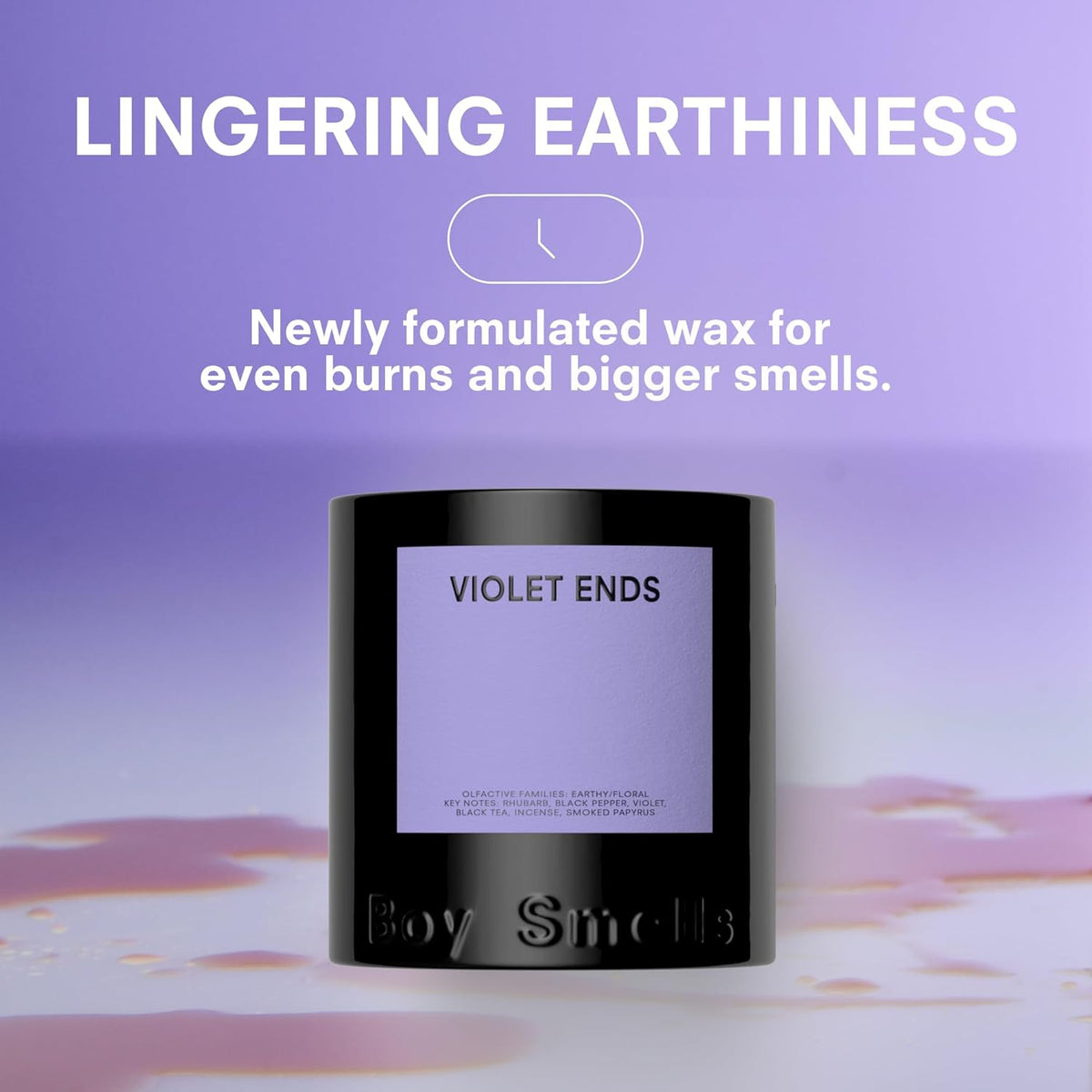Boy Smells Violet Ends Candle - 8.5 oz - Aromatic Candle for Home with Rhubarb, Violet and Smoked