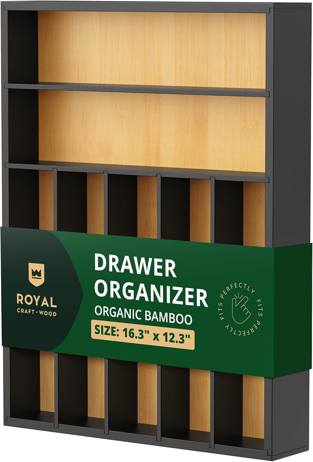 ROYAL CRAFT WOOD Luxury Bamboo Kitchen Drawer Organizer - Silverware Organizer - Utensil Holder and