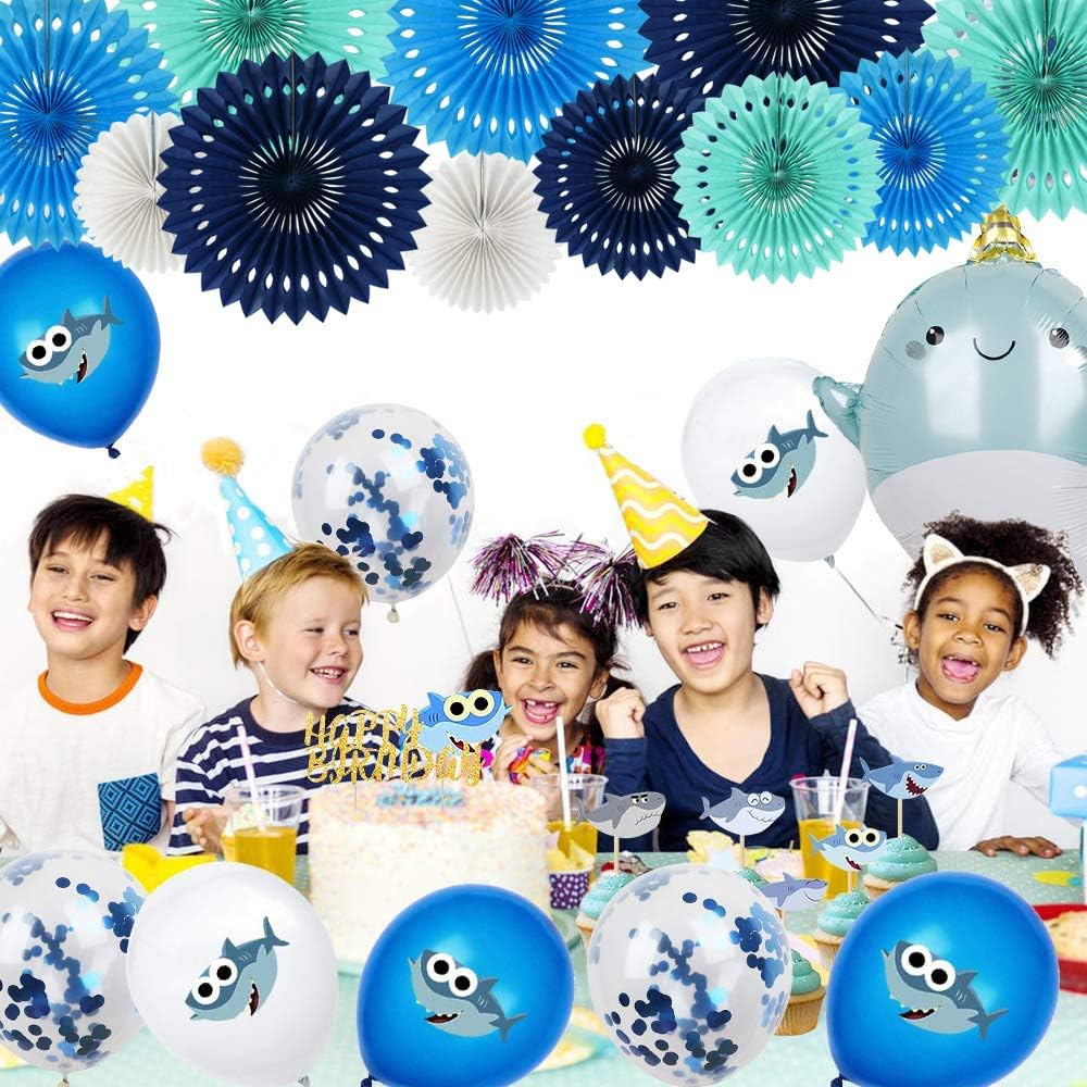 BEISHIDA Blue White Hanging Honeycomb Round Paper Fans Decoration Kit for Baby Boy Shower 1st