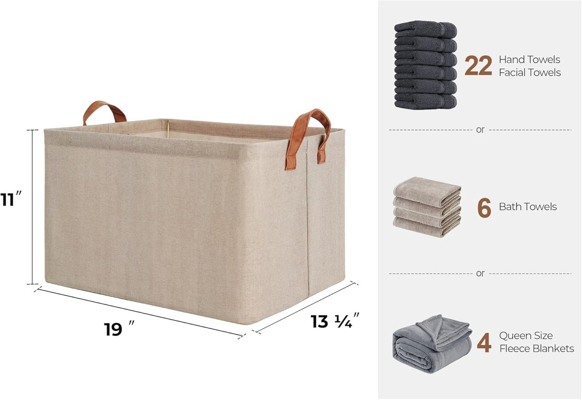 StorageWorks Storage Bins, Fabric Storage Bins for Shelves, Extra Large Storage Baskets with Metal