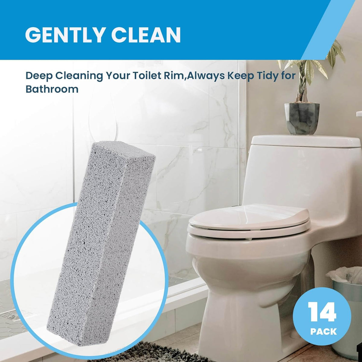 14 Pack Pumice Stone for Toilet Bowl Cleaning, Powerfully Cleans Hard Water Rings, for Cleaning