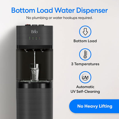 Brio Self Cleaning Bottom Loading Water Cooler Water Dispenser – Black Stainless Steel - 3