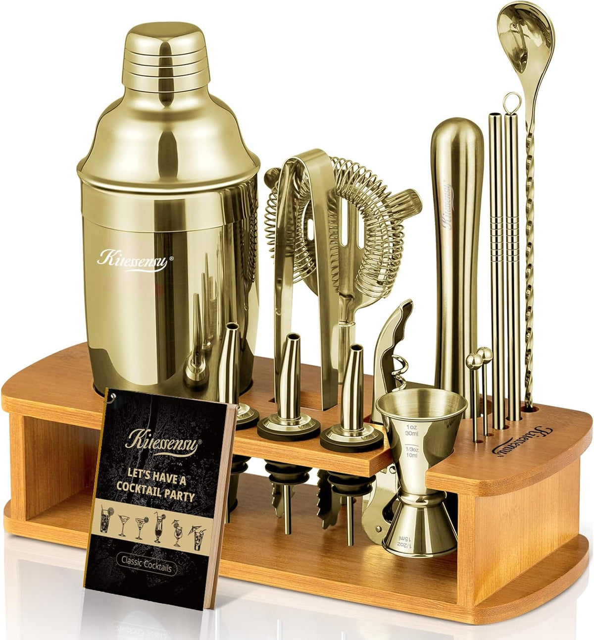 KITESSENSU Cocktail Shaker Set Bartender Kit with Stand | Bar Set Drink Mixer Set with All