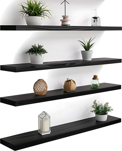 Wood Floating Shelves for Wall Decor, Rustic Wall Shelves for Bedroom Bathroom Kitchen Living Room