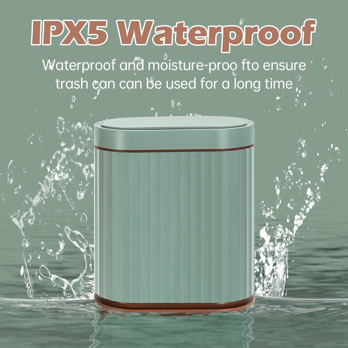 ELPHECO Bathroom Trash Can with Automatic Lid 2 Gallon Sensor Trash Bin, Smart Garbage Can IPX5