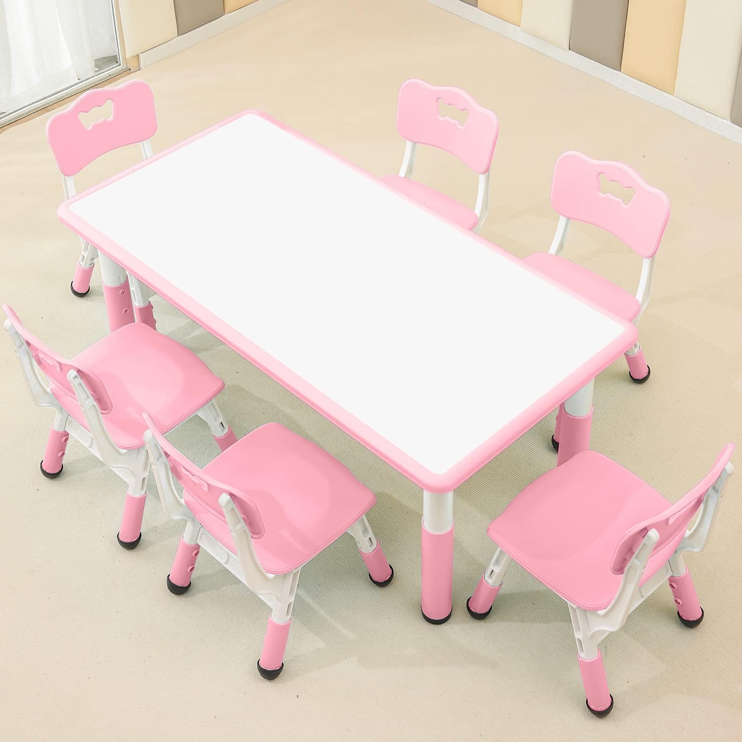 Children's Table and Chair Set Suitable for Boys and Girls Age 2-12 Height Adjustable Table top Can