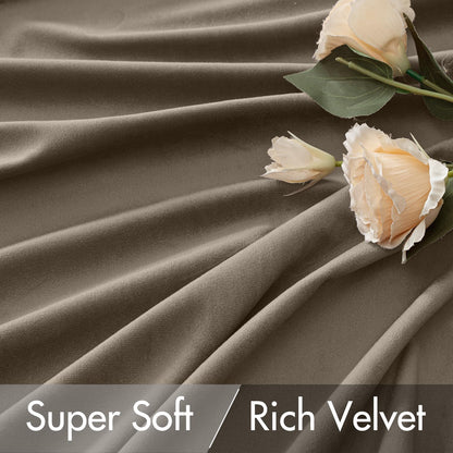 MIULEE Taupe Velvet Curtains 84 inches 2 Panels - Luxury Room Darkening Window Drapes for Bedroom