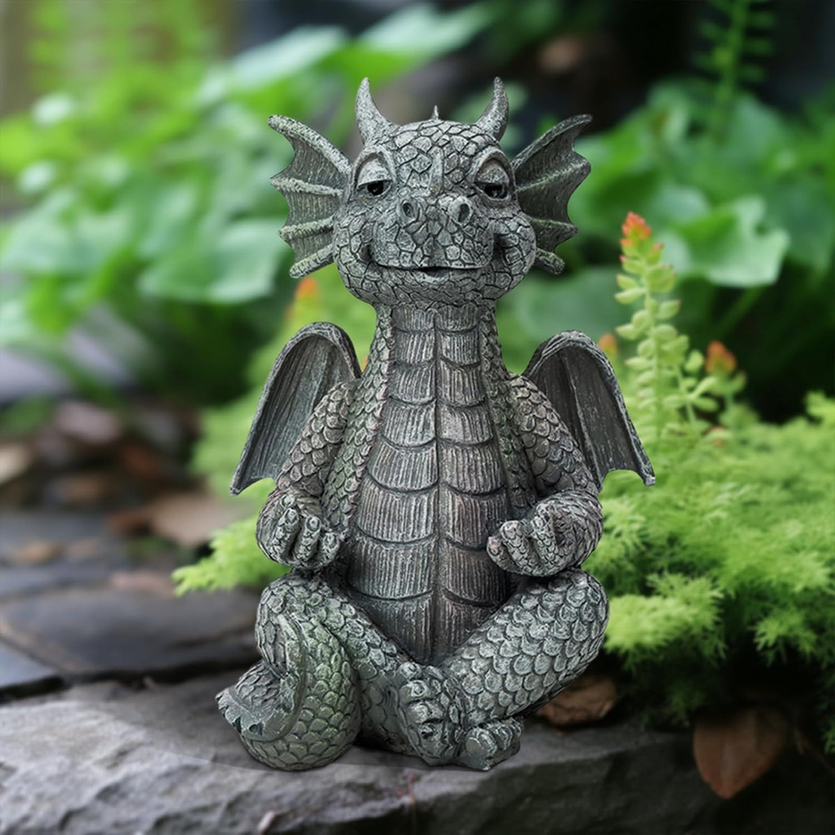 Garden Dragon Statue Decor - Meditation Dragon Sculpture Figurine Outdoor Decoration, Zen Yoga