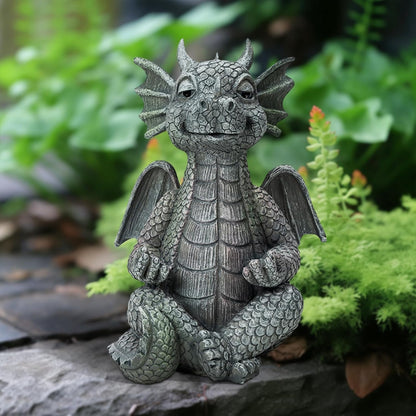 Garden Dragon Statue Decor - Meditation Dragon Sculpture Figurine Outdoor Decoration, Zen Yoga