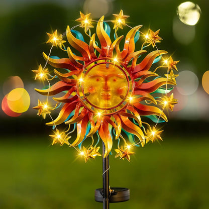 Solar Wind Spinners for Yard and Garden - 60.3 Inch 360° Metal Sun Wind Sculptures Outdoor