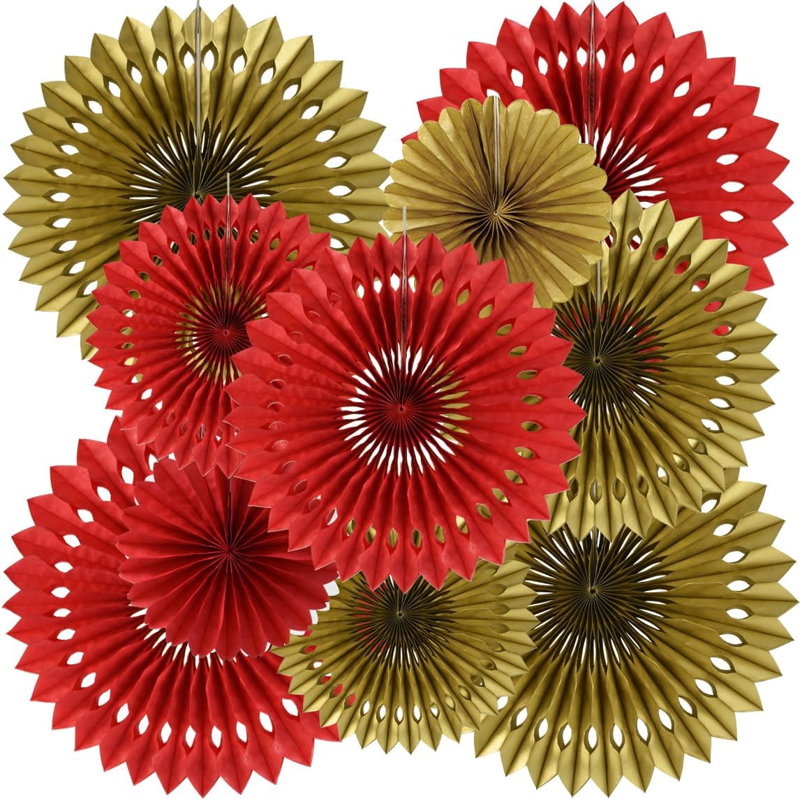 BEISHIDA Red Gold Hanging Honeycomb Round Paper Fans Decoration Wedding Theme Tissue Paper Fan