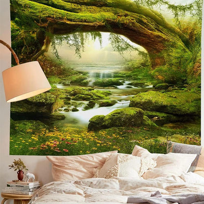 Llamazing Forest Landscape Home Decor - Living Room & Bedroom Magic Tapestry (Sunlight&Creek