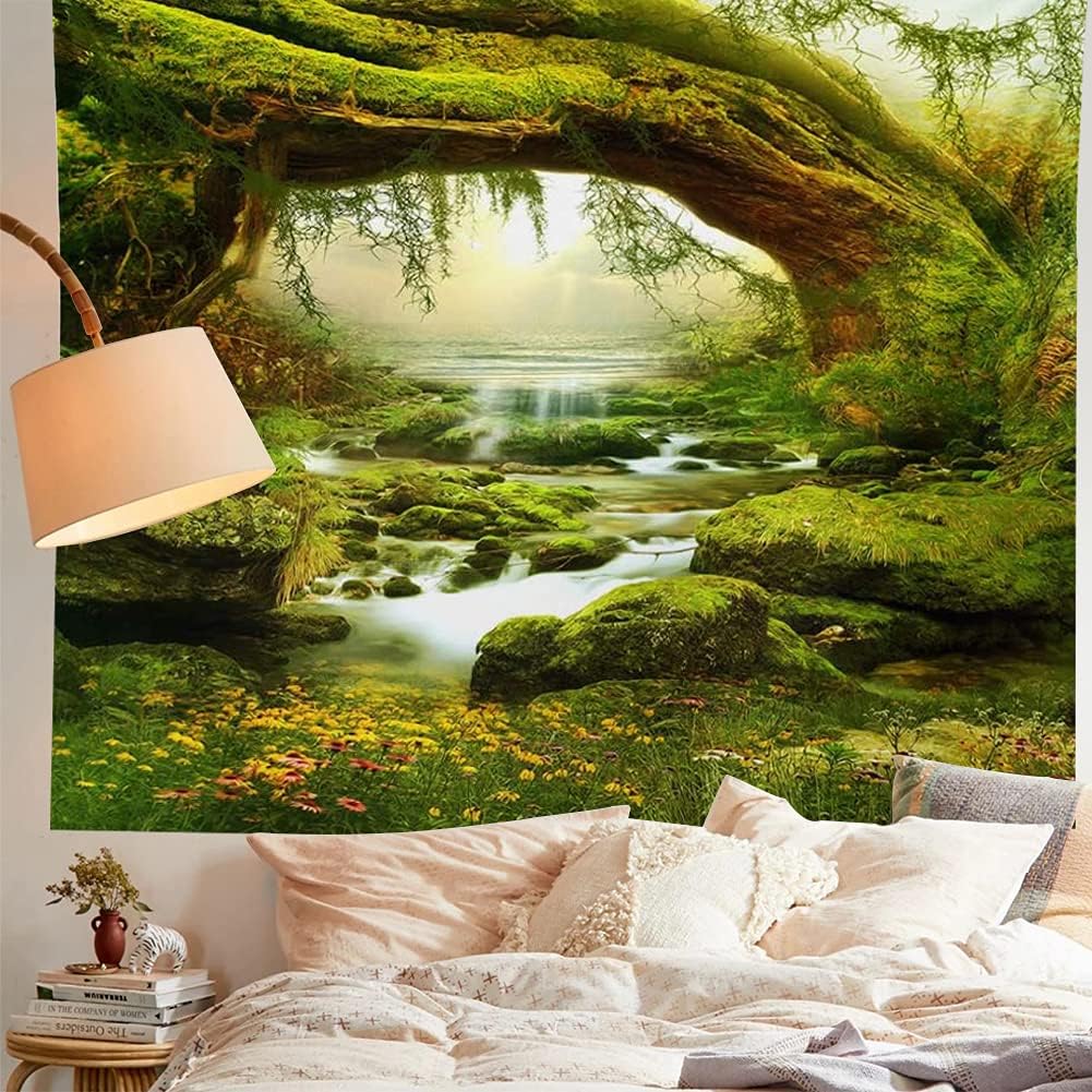 Llamazing Forest Landscape Home Decor - Living Room & Bedroom Magic Tapestry Curtain XGXL