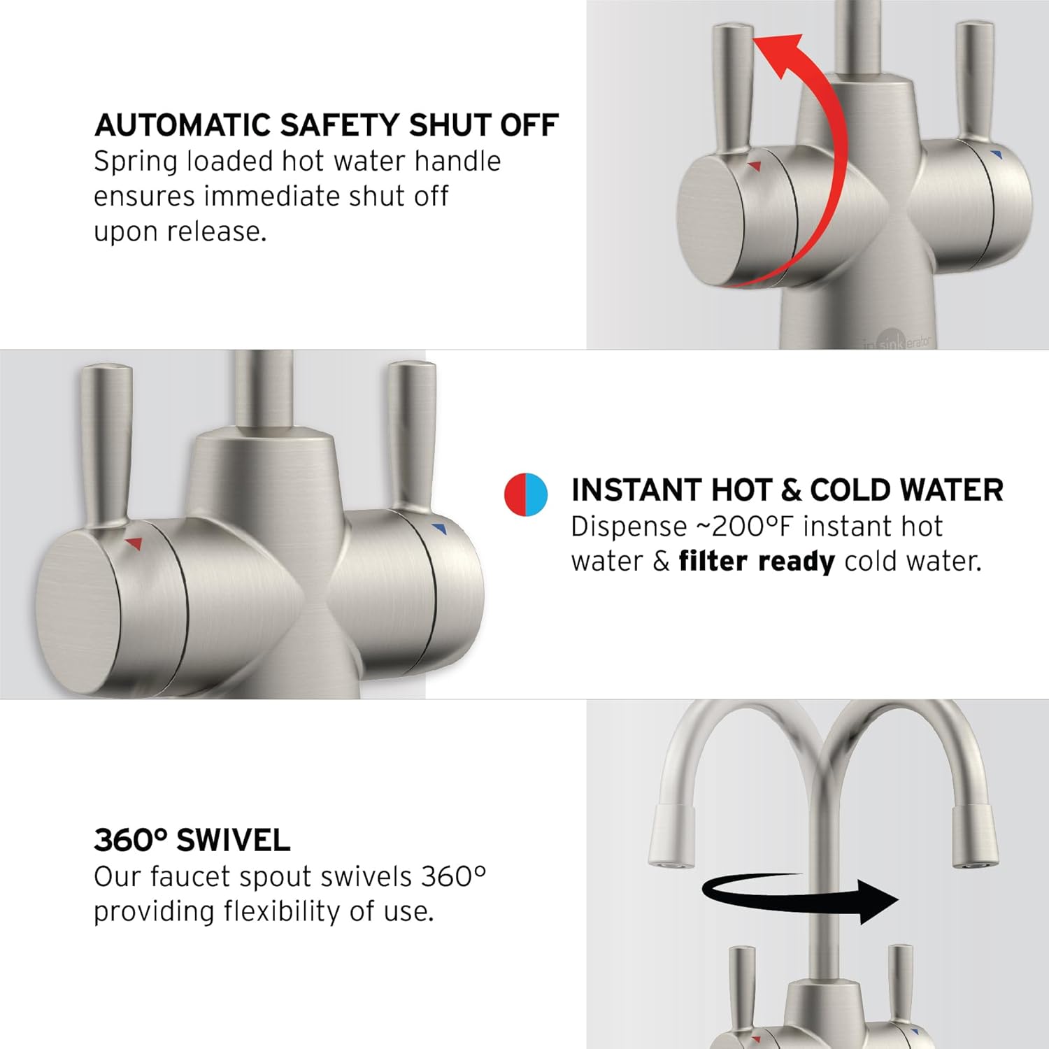 InSinkErator HOT250 Instant Hot and Cold Water Dispenser System, 2-Handle Drinking Water Faucet in