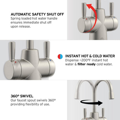 InSinkErator HOT250 Instant Hot and Cold Water Dispenser System, 2-Handle Drinking Water Faucet in