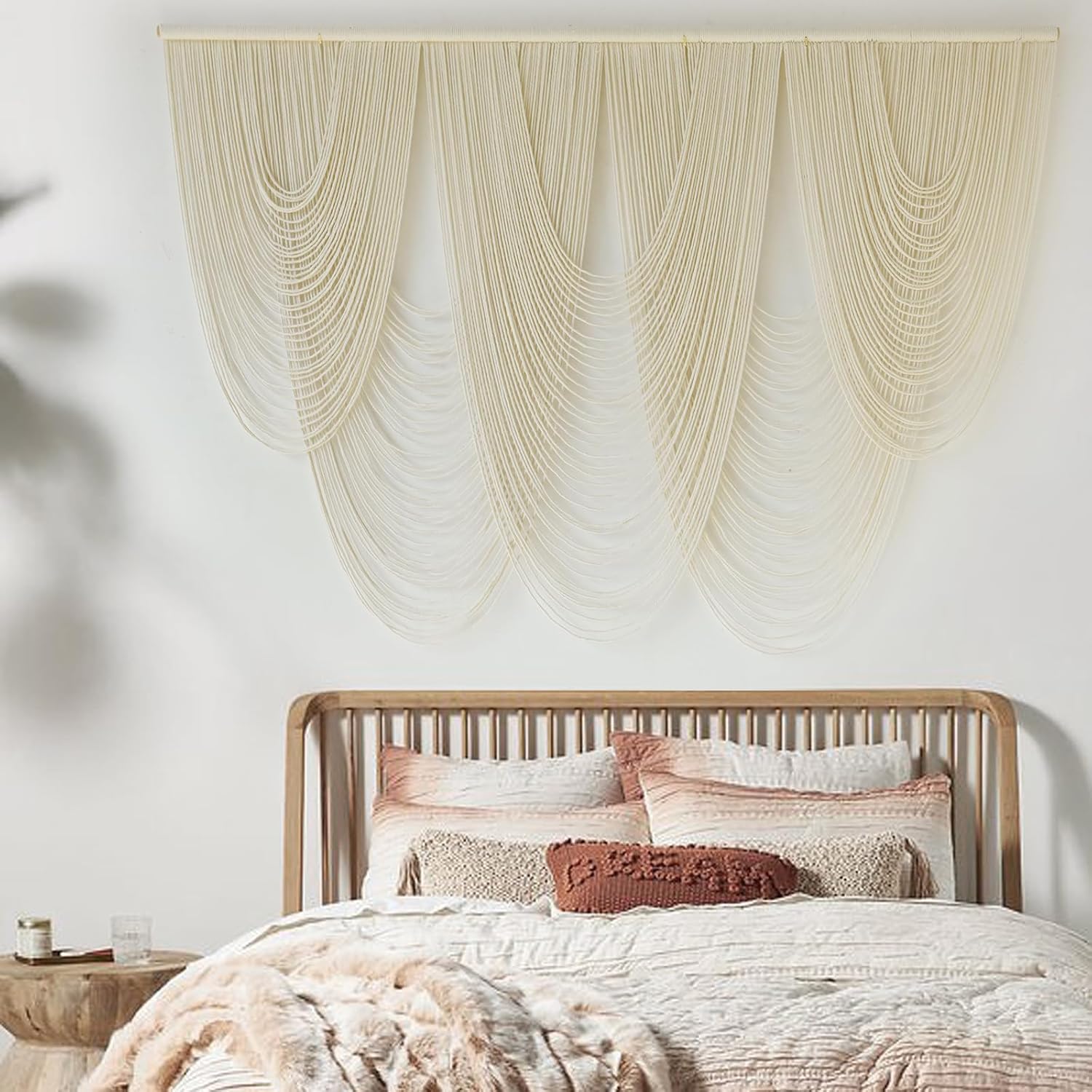 Macrame Wall Hanging Large Macrame Wall Decor Yarn Art 57" W x 41" L For Headboard Bedroom Living