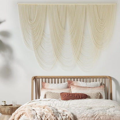 Macrame Wall Hanging Large Macrame Wall Decor Yarn Art 57" W x 41" L For Headboard Bedroom Living