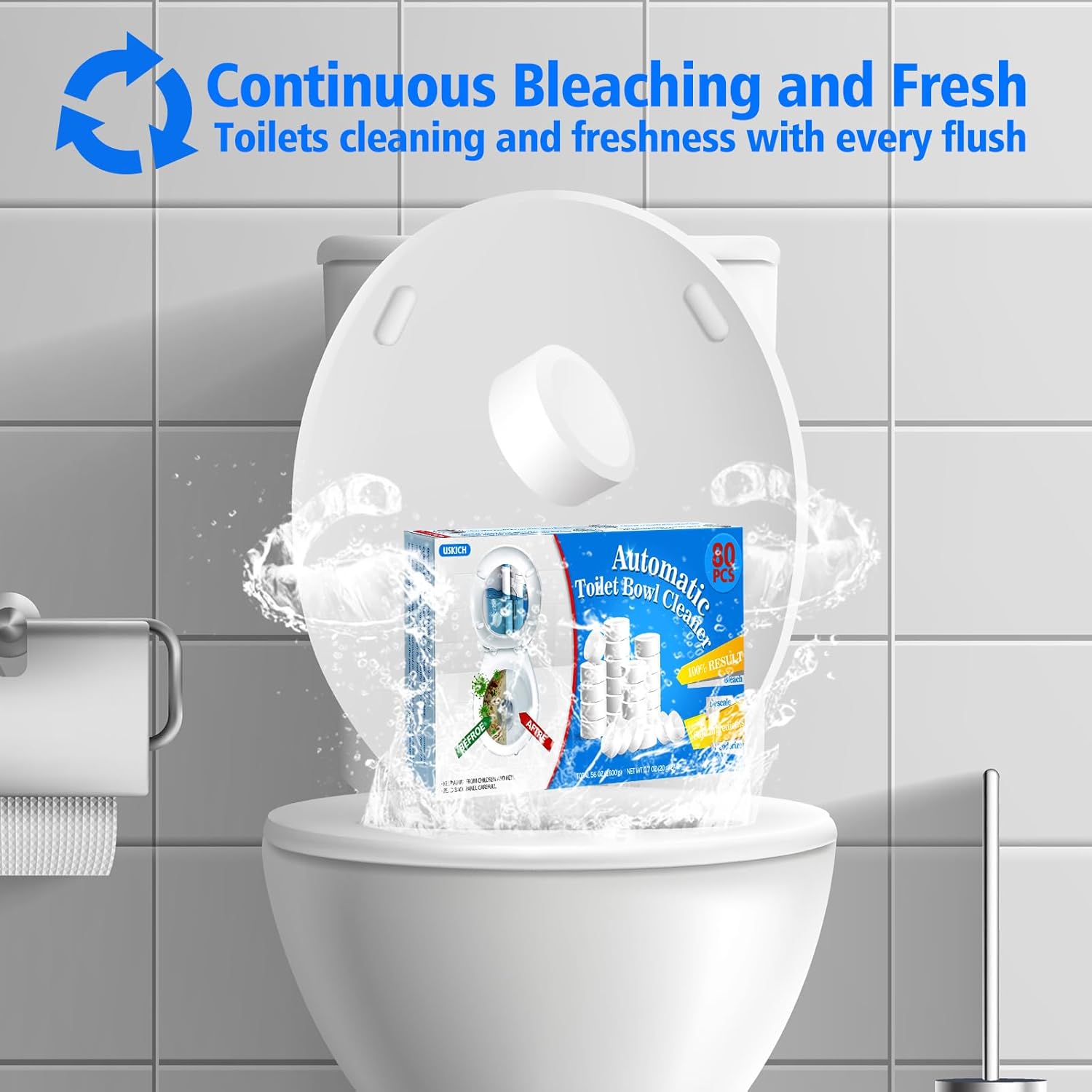 USKICH Toilet Bowl Cleaner - 80 PACK, Household Automatic Toilet Bowl Cleaners with Bleach