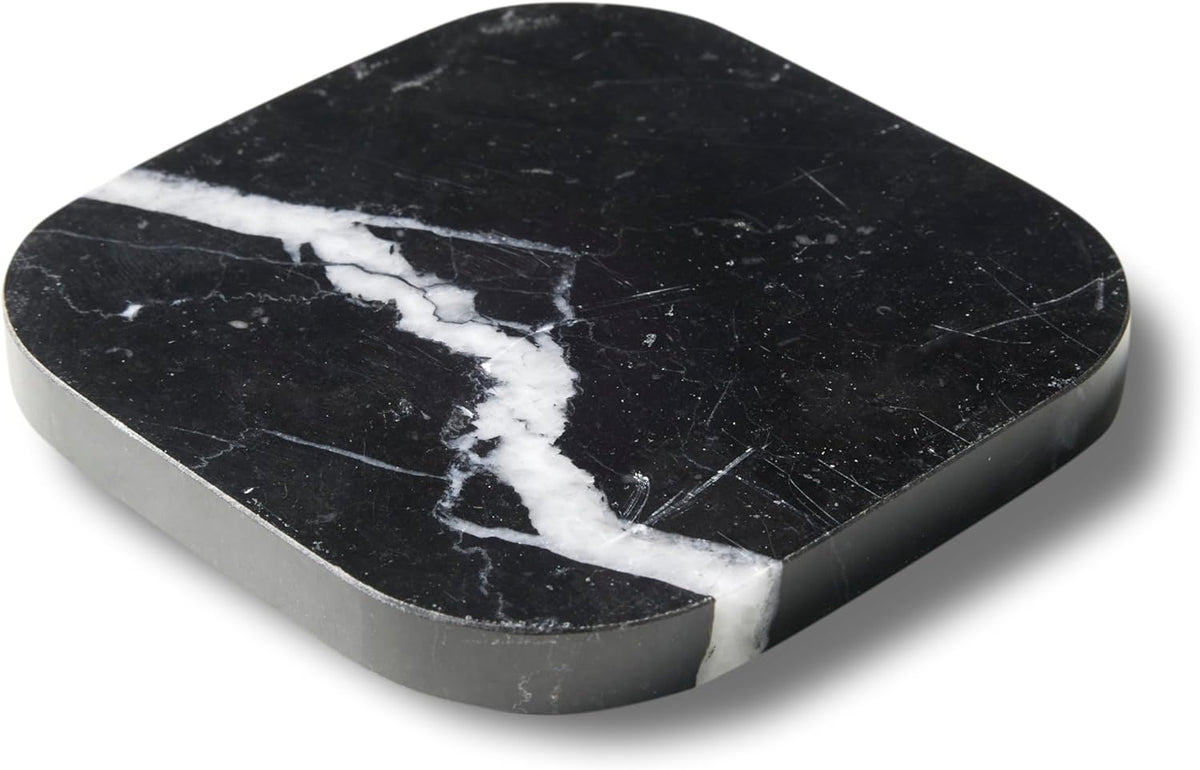 Italian 100% Marble Coasters – Set of 4 – Square Modern Bar Coasters for Drinks, Coffee –Stone