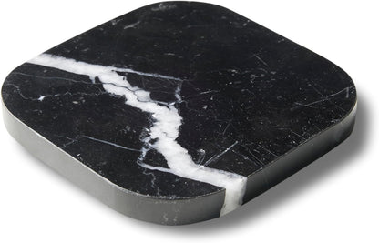 Italian 100% Marble Coasters – Set of 4 – Square Modern Bar Coasters for Drinks, Coffee –Stone