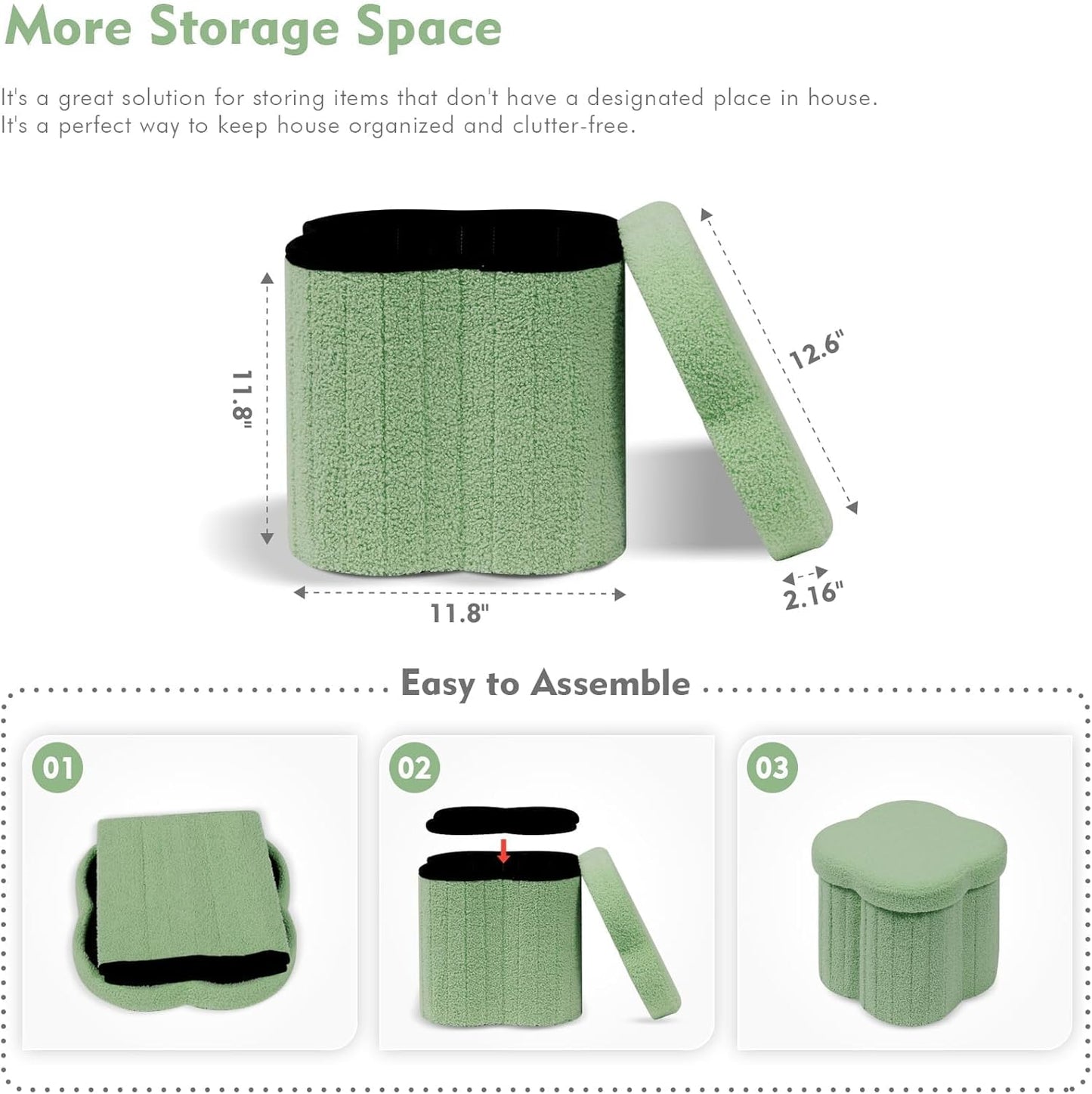 B FSOBEIIALEO Storage Ottoman Cube, Flowers Shaped Ottomans with Storage Foot Stool Footrest for