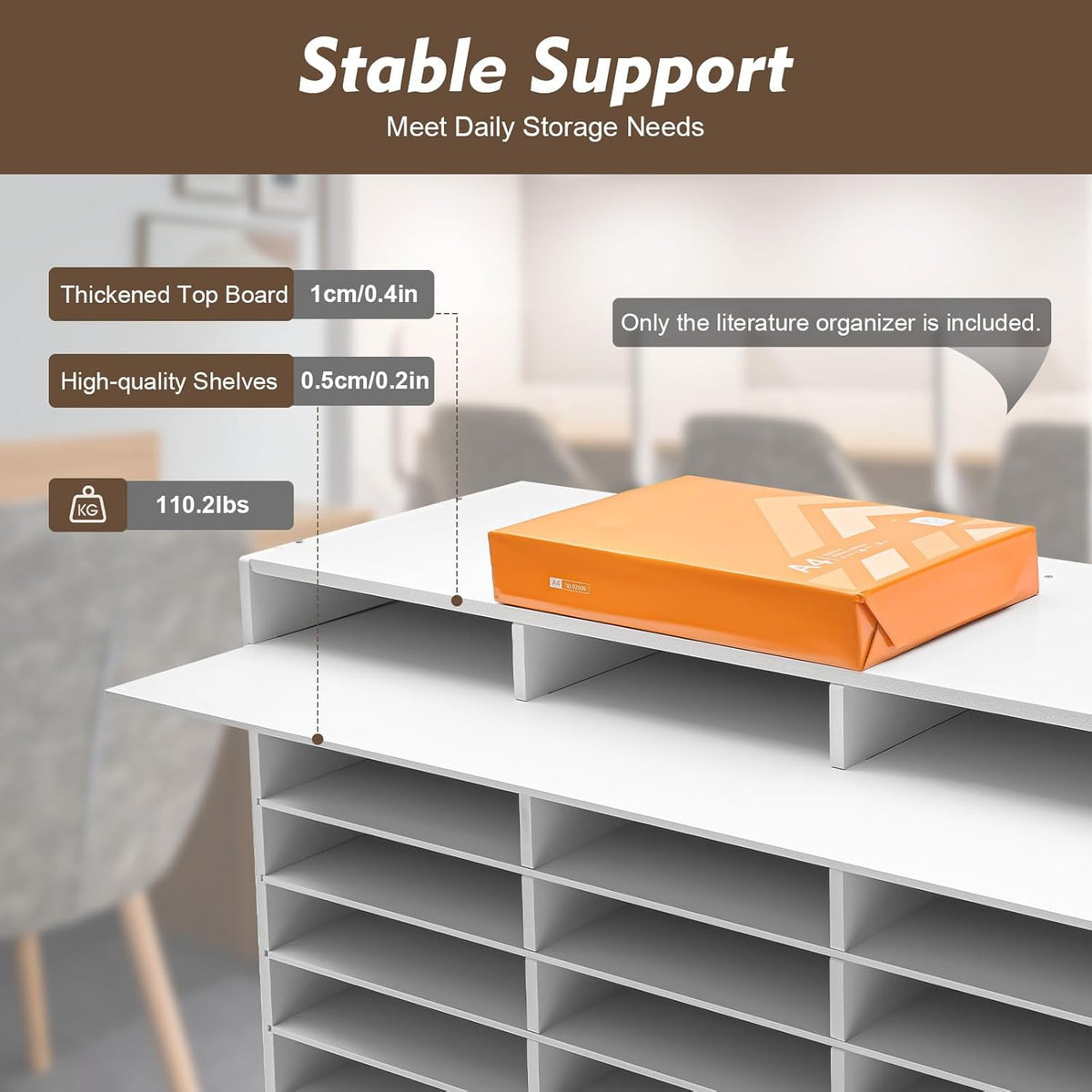 Literature Organizer 27 Slots Compartments Desktop File Sorter Mail Center Paper Storage Cabinet