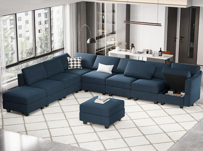 Belffin Modular Sectional Sofa with Ottomans Velvet Reversible Sleeper Sectional Sofa with Chaise