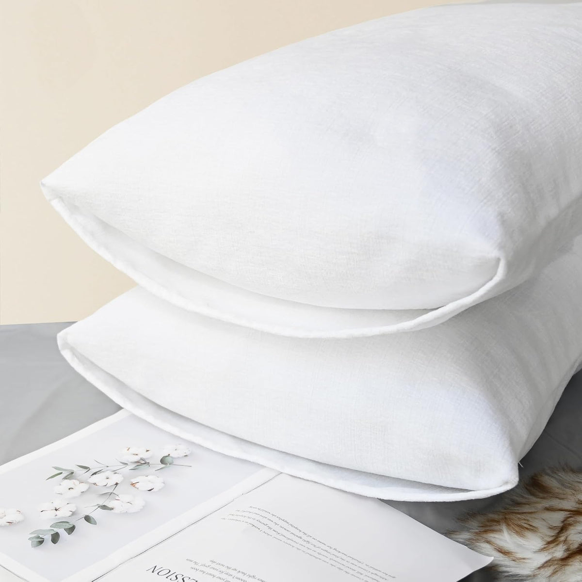 CaliTime Throw Pillow Covers Decorative 20 X 26 Inches Pack of 2 Cozy Chenille Standard Pillow