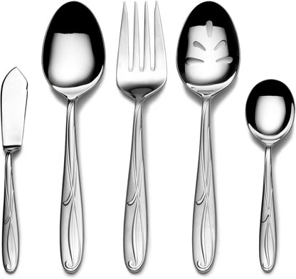 Mikasa Cocoa Blossom 65-Piece Flatware Set for 12, 18/10 Stainless Steel Silverware with Full