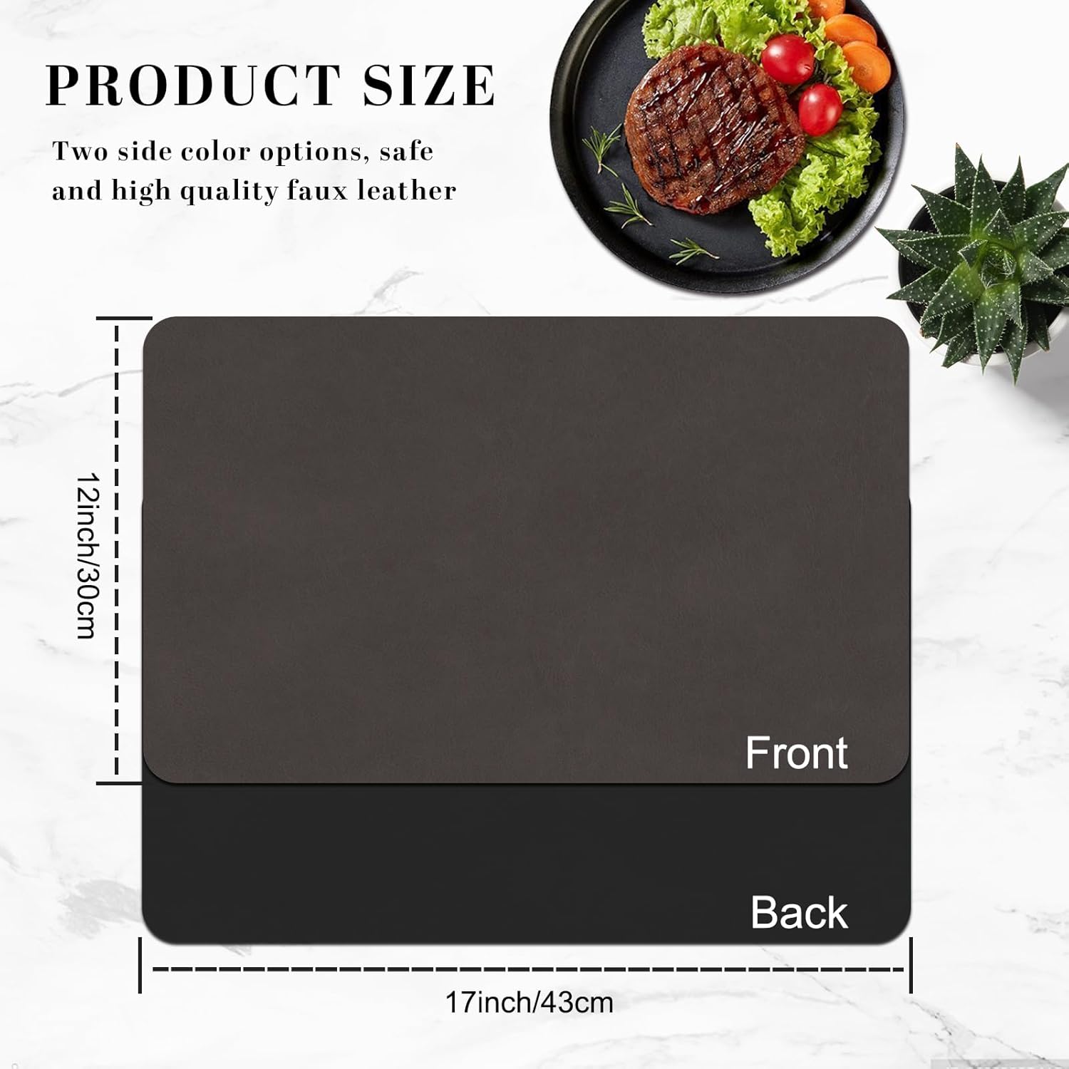 BLESWIN Faux Leather Placemats, PU Dining Table, Waterproof and Oil Resistant Easy to Clean, Heat