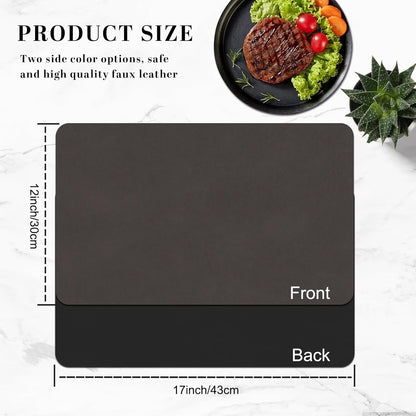 BLESWIN Faux Leather Placemats, PU Dining Table, Waterproof and Oil Resistant Easy to Clean, Heat
