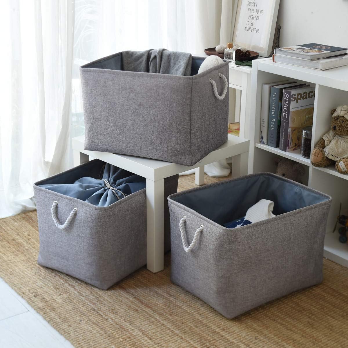 TheWarmHome Storage Baskets for Organizing, Sturdy Fabric Storage Basket , Foldable Storage Baskets
