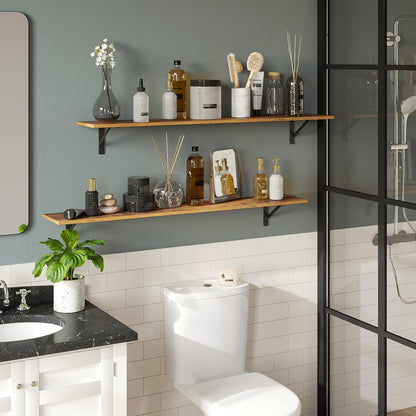 DINZI LVJ Long Wall Shelves, 55.1Inch Wall Mounted Shelves Set of 2, Extra Large Floating Storage