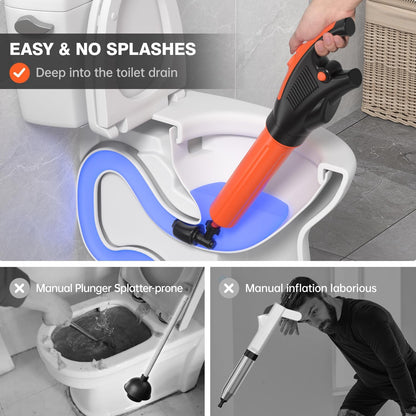 Toilet Plunger, Drain Clog Remover, High-Pressure Air Drain Blaster with Real-Time Barometer