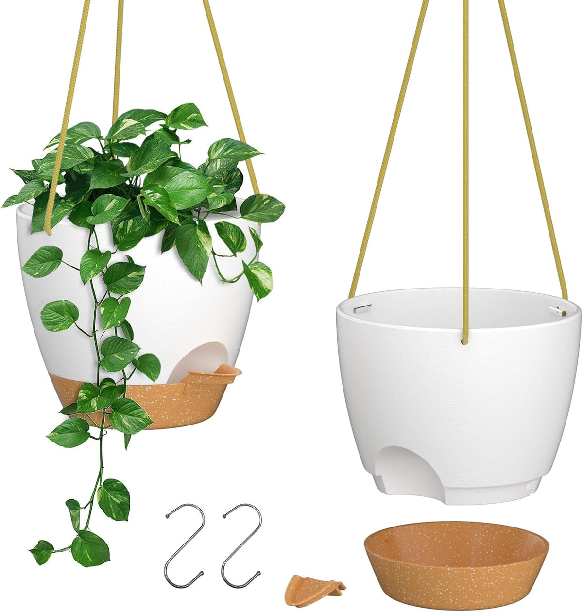 ZMTECH 10 Inch Hanging Planters for Indoor Outdoor Plants, 2 Pack Self Watering Hanging Plant Pots