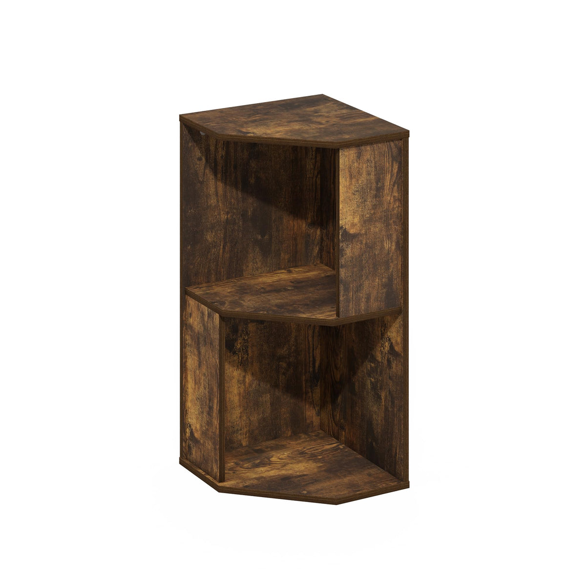 Furinno ECON Corner Shelf, 2-Tier Corner Book Shelf, Standing Storage Shelves, Cube Display Rack