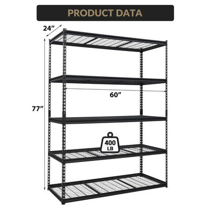 Towallmark Heavy Duty Storage Shelves 60 * 24in, 5 Tier Garage Storage Shelving, Adjustable Metal