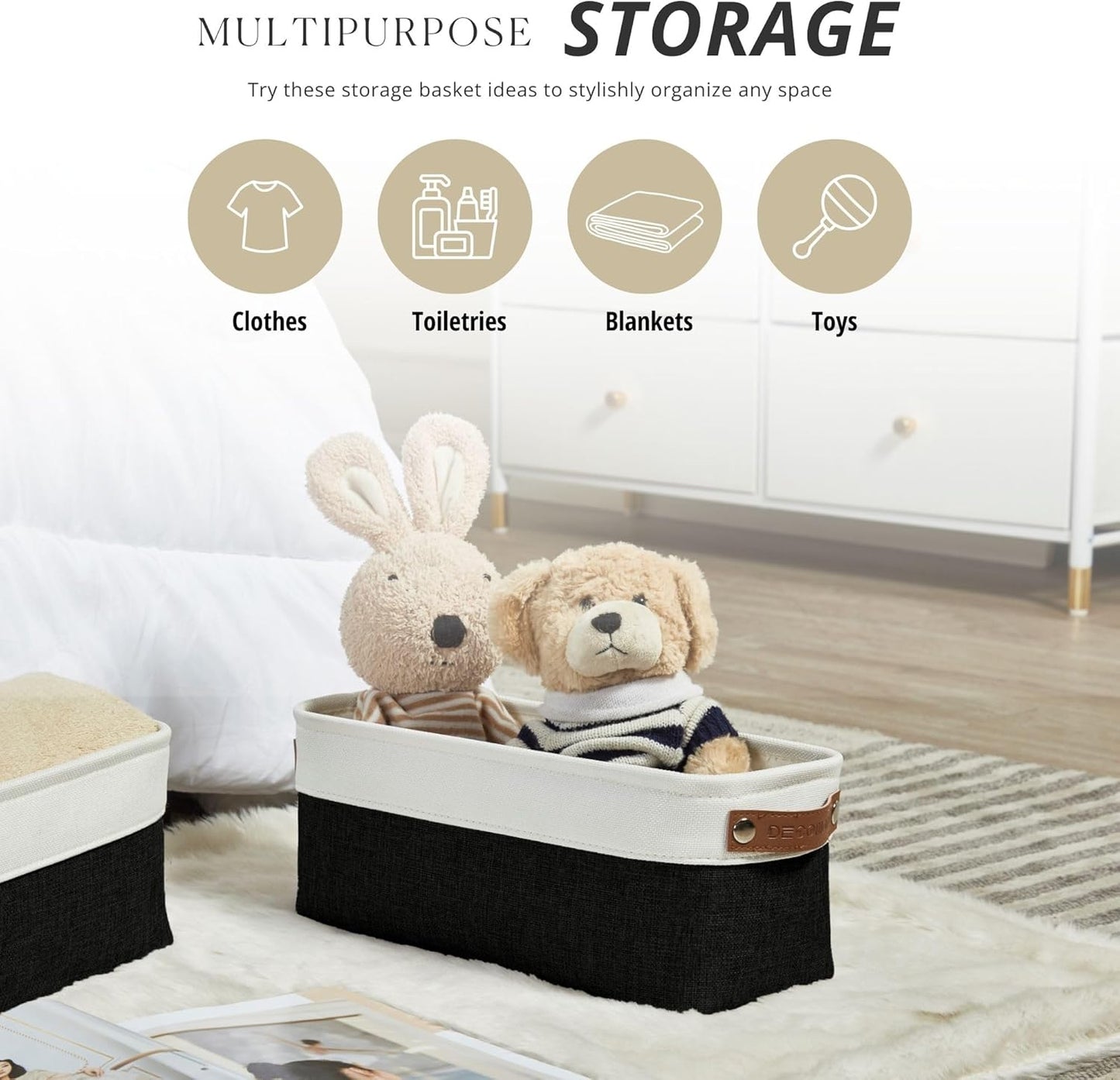 DECOMOMO Narrow Storage Bins Small Baskets for Organizing Bathroom, Toilet Tank, Towel Storage