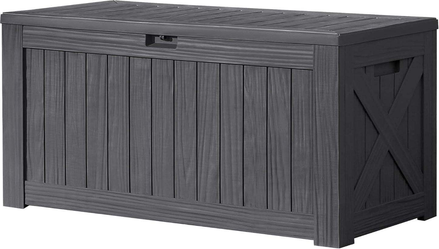 Devoko 120 Gallon Deck Box Resin Outdoor Storage Box Waterproof for Patio, Large Outdoor Storage