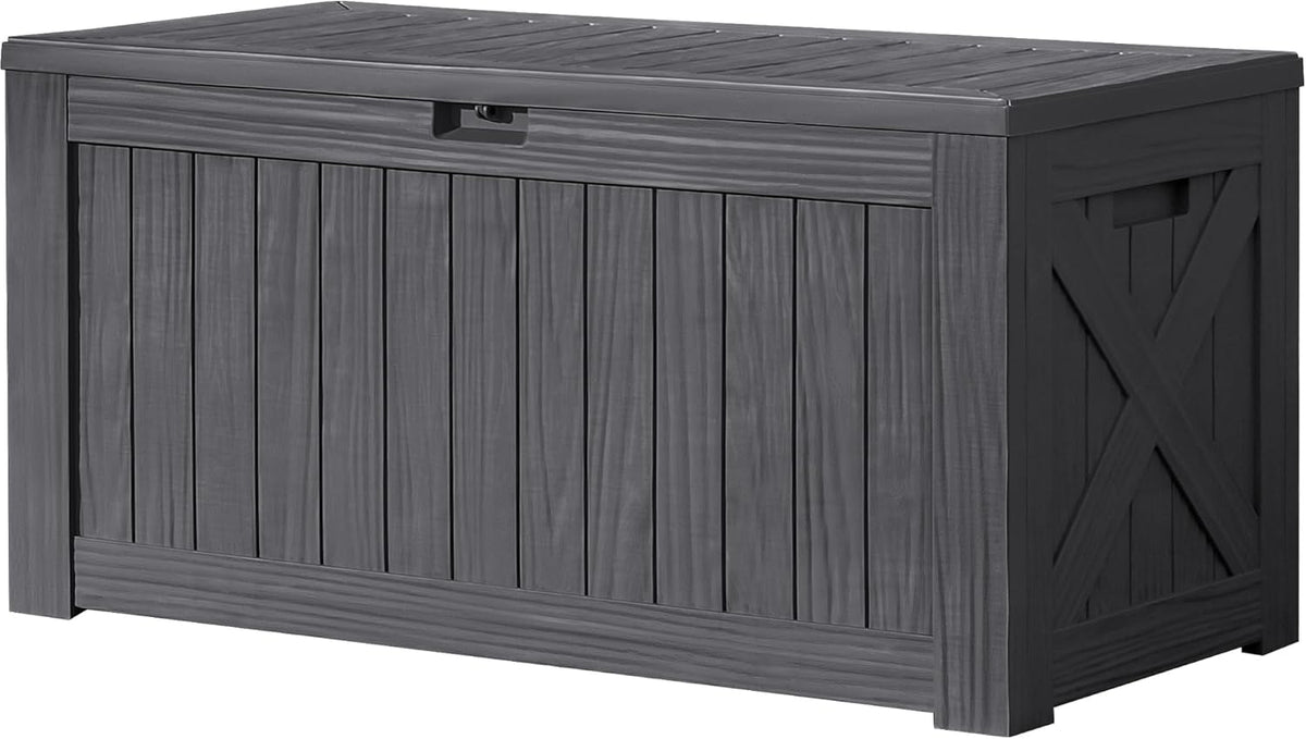 Devoko 120 Gallon Deck Box Resin Outdoor Storage Box Waterproof for Patio, Large Outdoor Storage