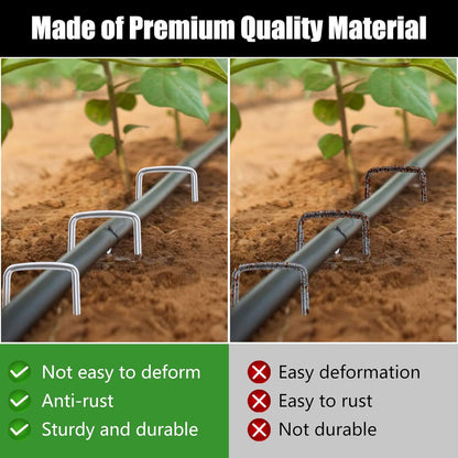 FEED GARDEN 6 Inch 25 Pack Galvanized Landscape Staples 11 Gauge Turf Garden Stakes Tent Stakes