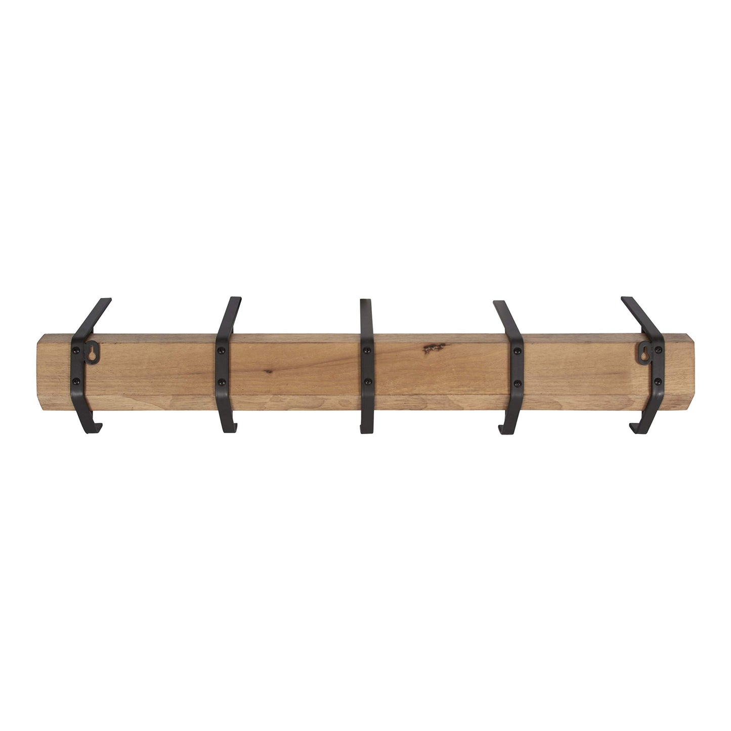 Kate and Laurel Rossmore Farmhouse 5-Hook Wall Hanging Coat Rack, Natural Rustic Wood, Modern