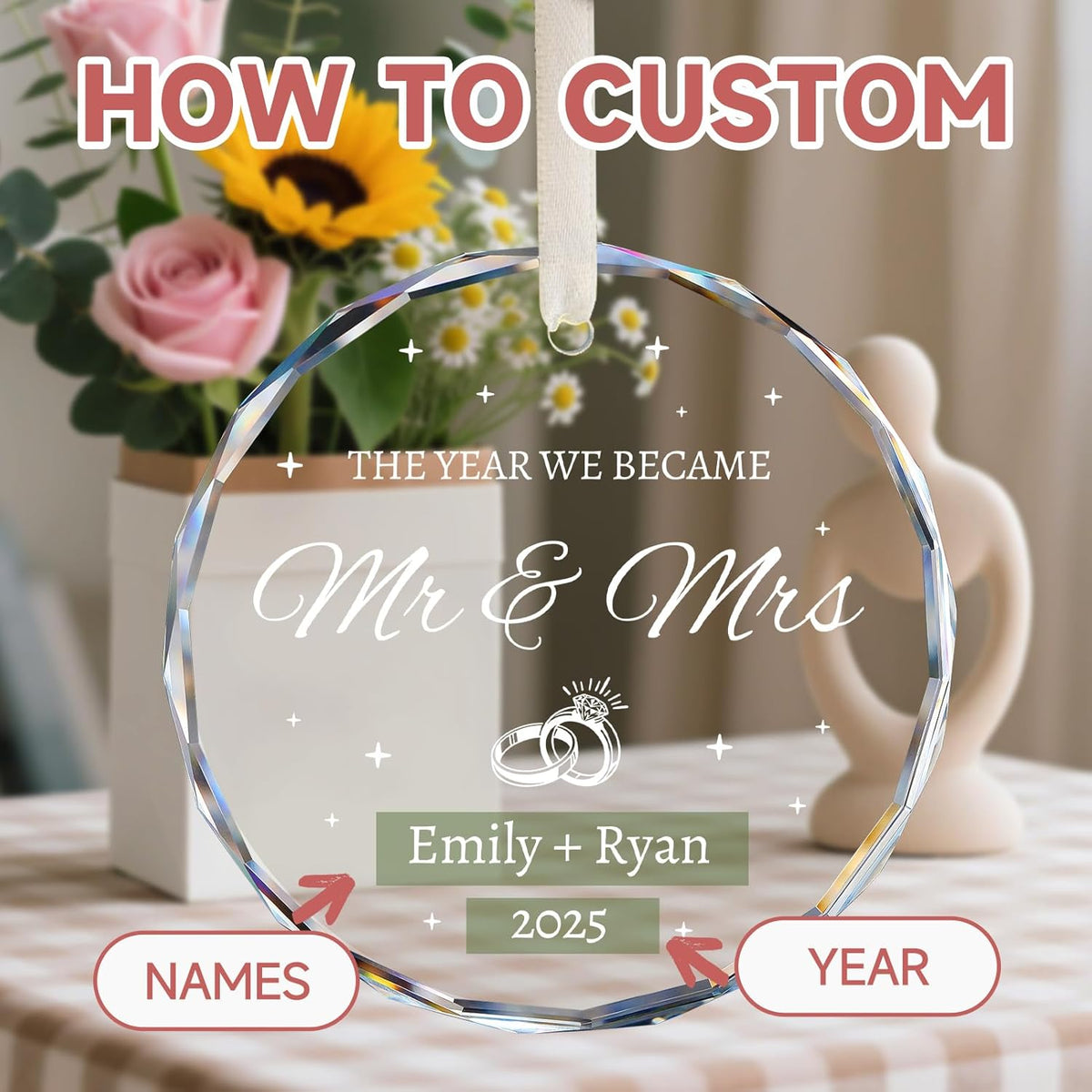 Wedding Gifts for Couples 2025 - Mr and Mrs Ornament 2025 - Bridal Shower Gifts for Bride